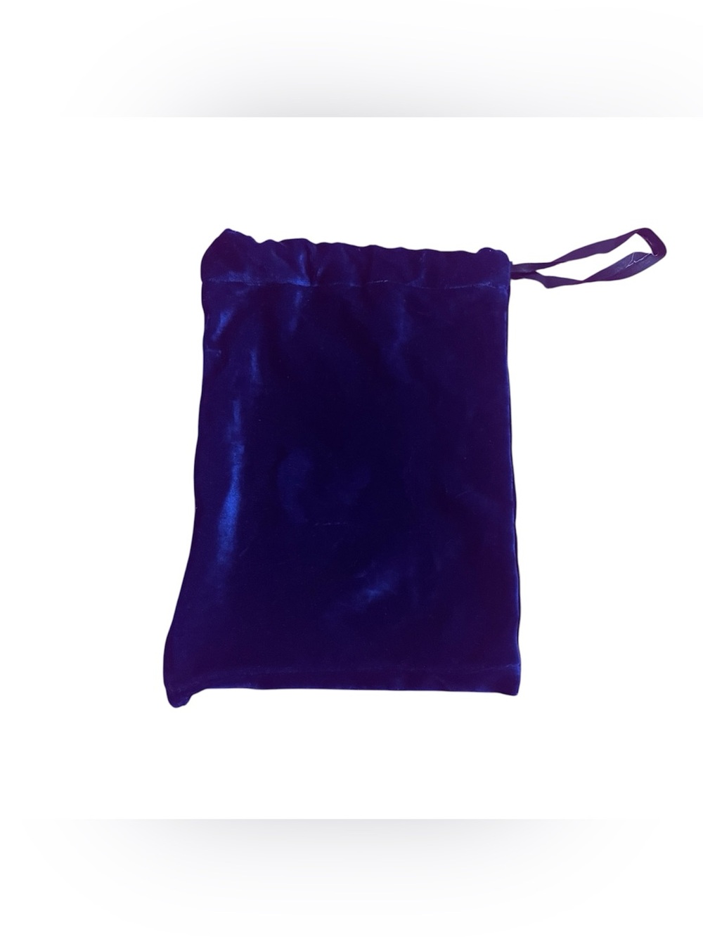 Vintage Blueberry Blue Velvet Drawstring Bag with White Bow - Picture 2 of 6